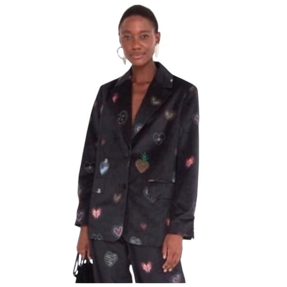 Farm Rio Dark Hearts Velvet Blazer - Picture 1 of 13